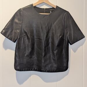 Forever 21 Black Faux Leather Cropped Top